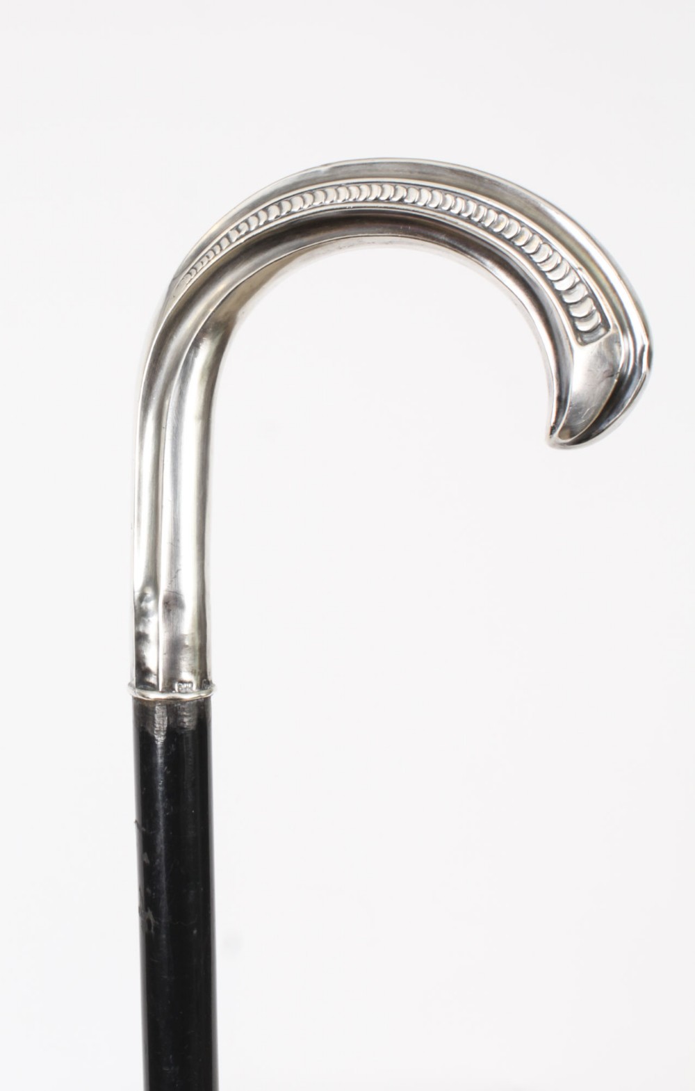 Antique French Art Noveau Silver Walking Cane Stick 19th Century