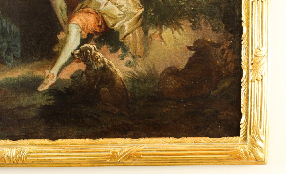 Antique Oil Painting Manner of Jean-Antoine Watteau The Serenade Early 19Th C View XI