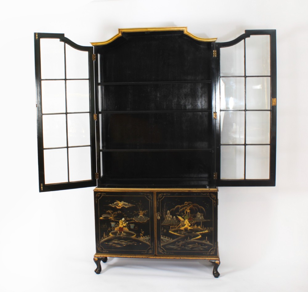 Antique Japanese Revival Black Lacquered Display Cabinet Circa1900 View XIII