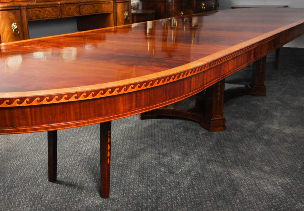 Antique 19ft Flame Mahogany Oval Extending Dining Table 19th C View XVII