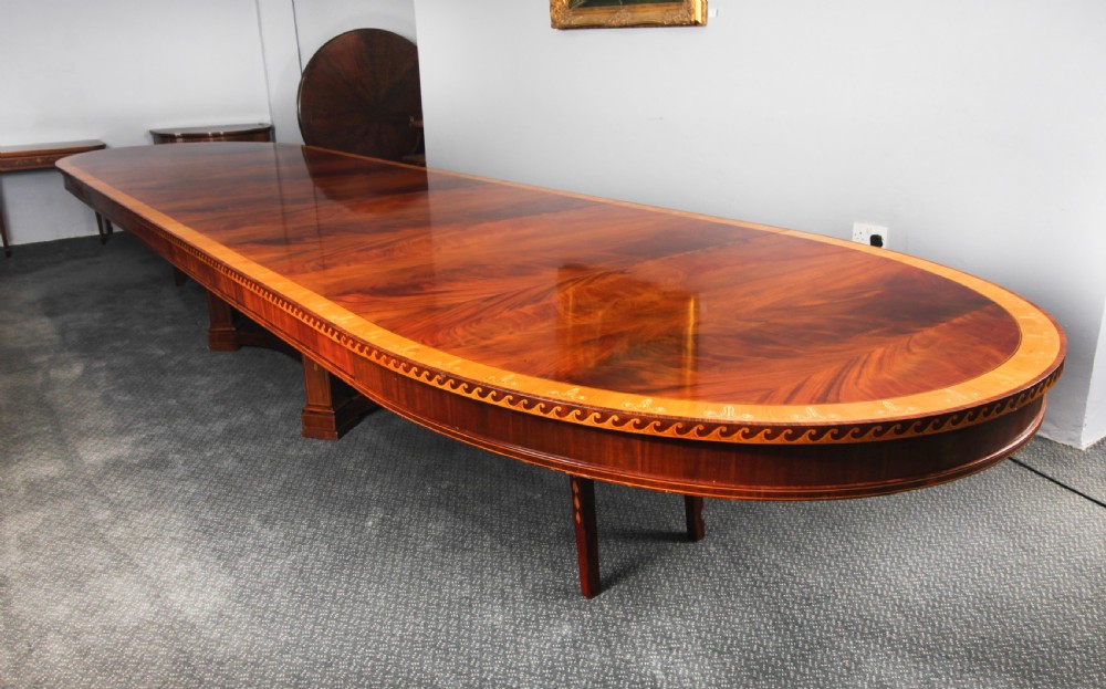 Antique 19ft Flame Mahogany Oval Extending Dining Table 19th C View XX
