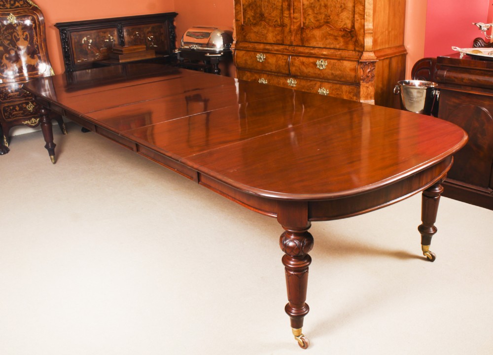 Antique 12ft Victorian Flame Mahogany Extending Dining Table 19th C