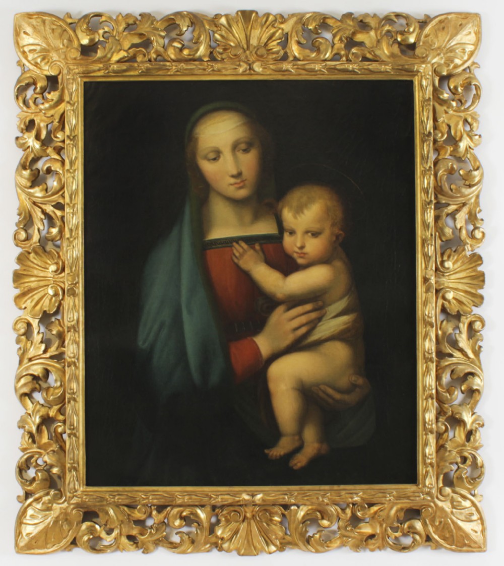 Antique Painting Madonna & Child 'Paoletti and Ferretti' 19th Century