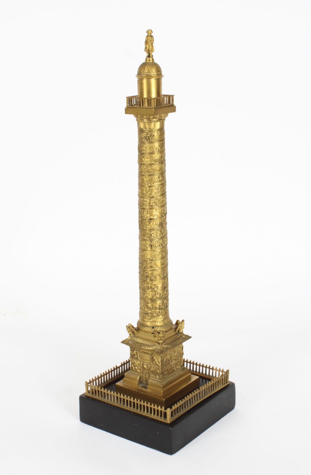 Antique 18inch French Grand Tour Gilt Bronze Model of Vendome Column 19thC