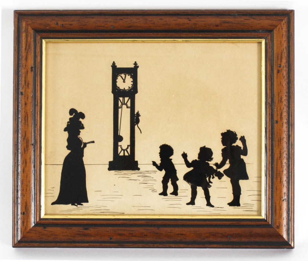 Antique Set of Three Victorian Silhouettes 19th Century
