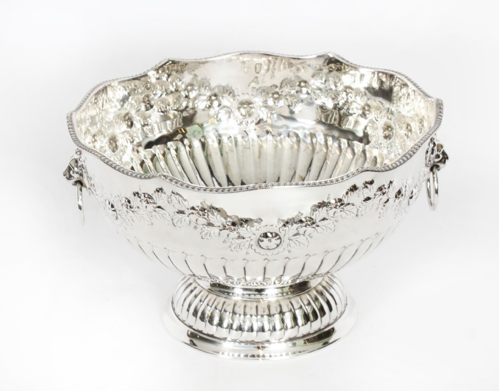 Antique Silver Plated Wine Cooler Punch Bowl / Champagne Cooler, 19th C