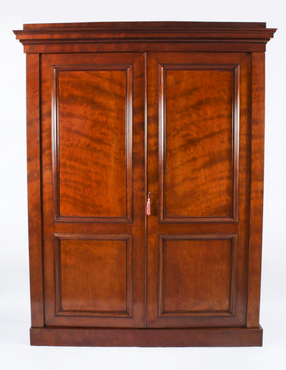 Antique English George IV Flame Mahogany Wardrobe Circa 1820 19th Century
