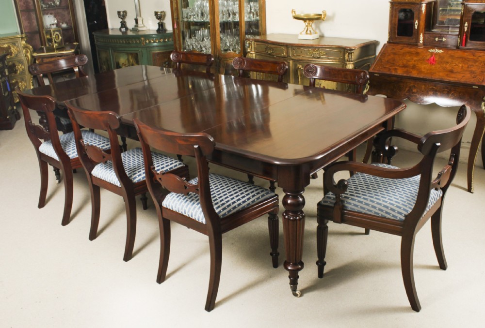 Antique Wiliam IV Extending Dining Table & 8 Gillow chairs 19th C