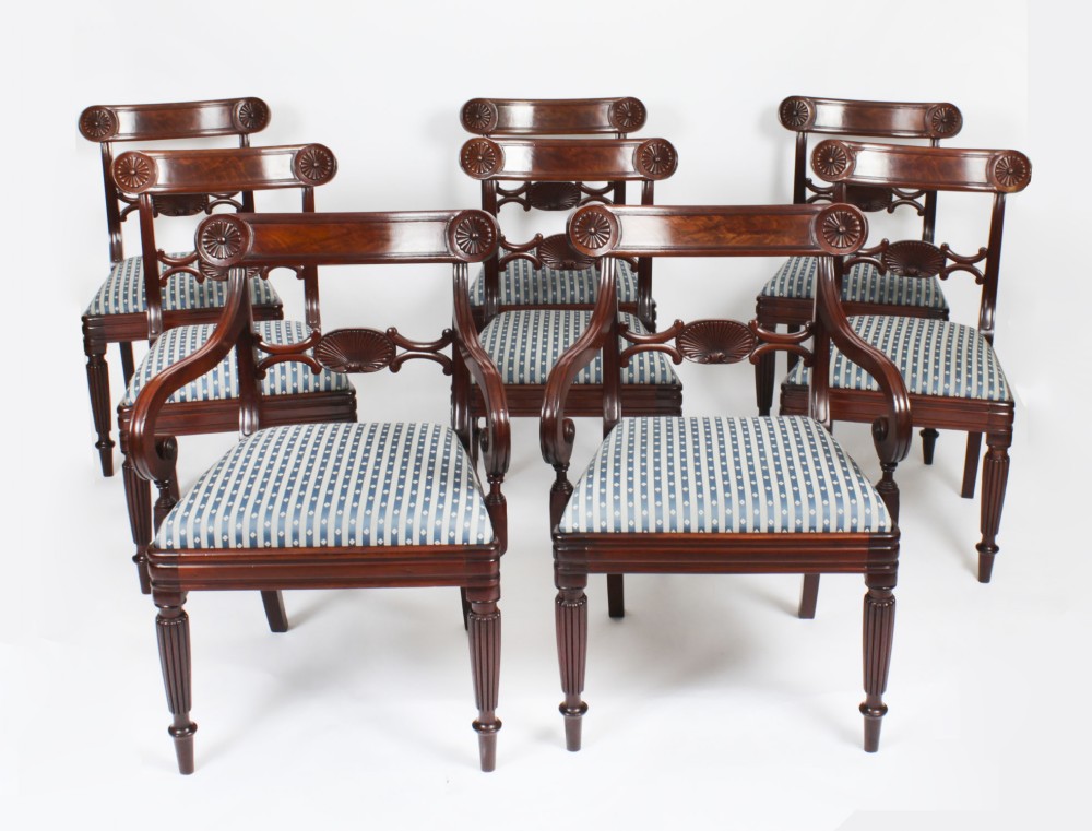 Antique Set 8 George IV Dining Chairs Gillow C1815 19th Century