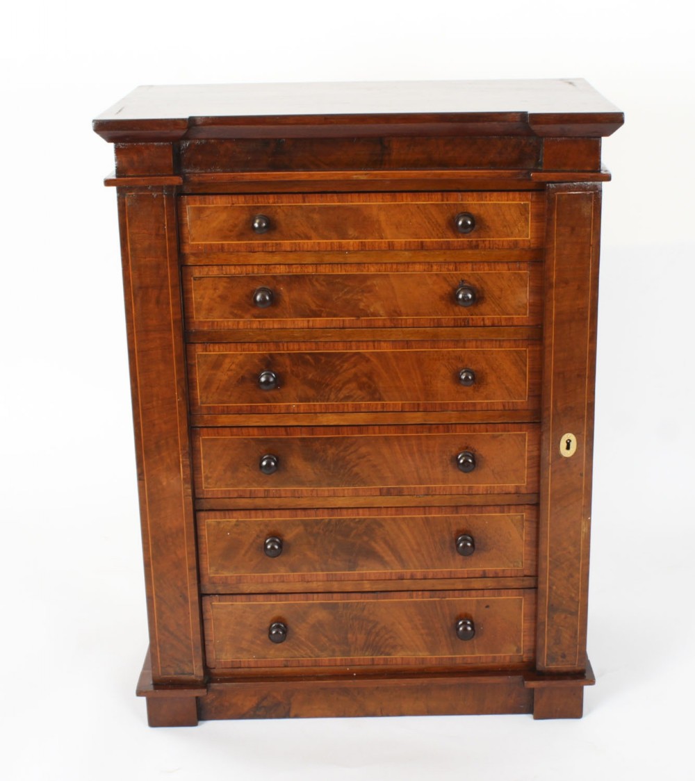 Antique Victorian Collectors Cabinet Wellington Chest 19th Century