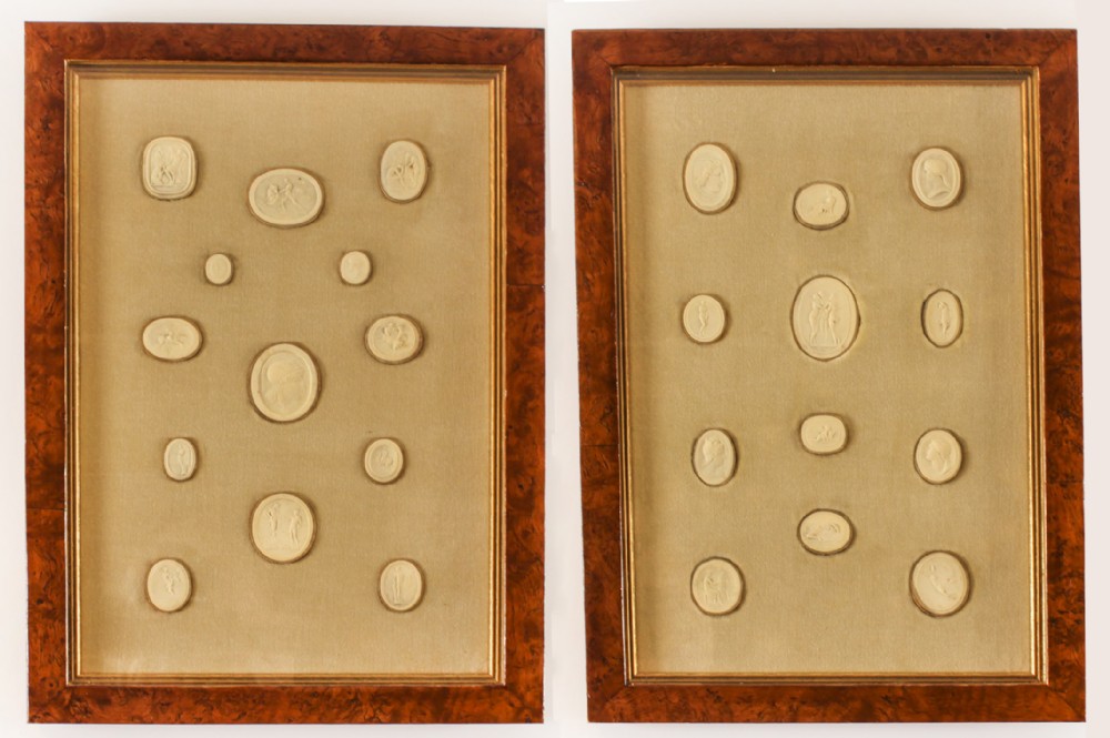Antique Pair Framed Sets Grand Tour Intaglios 19th C
