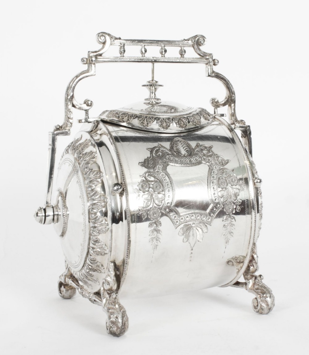 Antique Victorian Silver Plated Biscuit Barrel 19thC