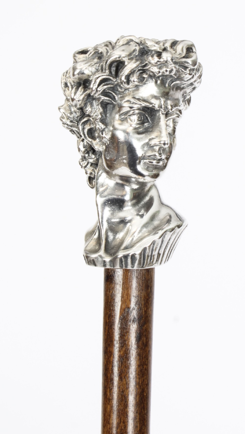 Antique Italian Cast 800 Silver Romanesque walking stick 19th C 103cmx41inch