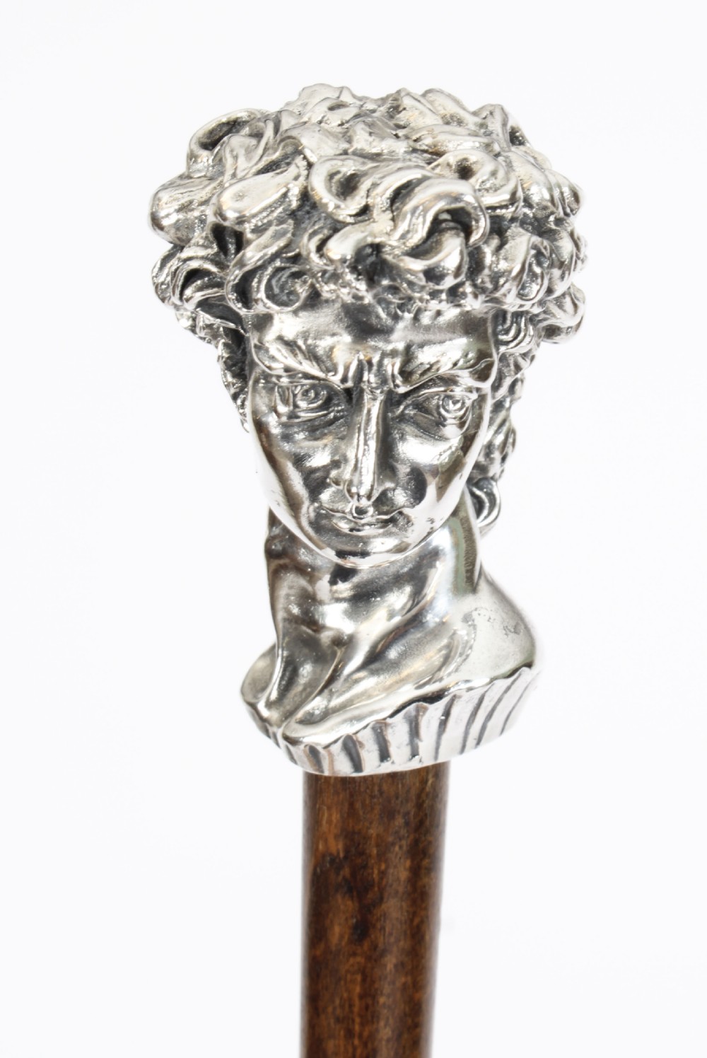 Antique Italian Cast 800 Silver Romanesque walking stick 19th C 103cmx41inch View VII