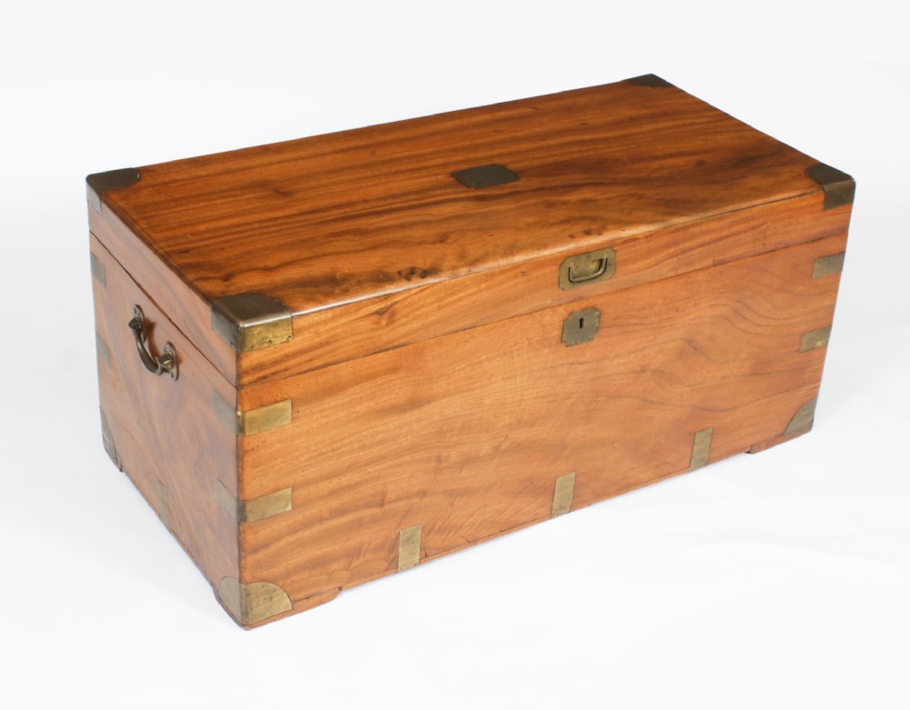 Antique Military Campaign Camphorwood Trunk Coffer 19th C