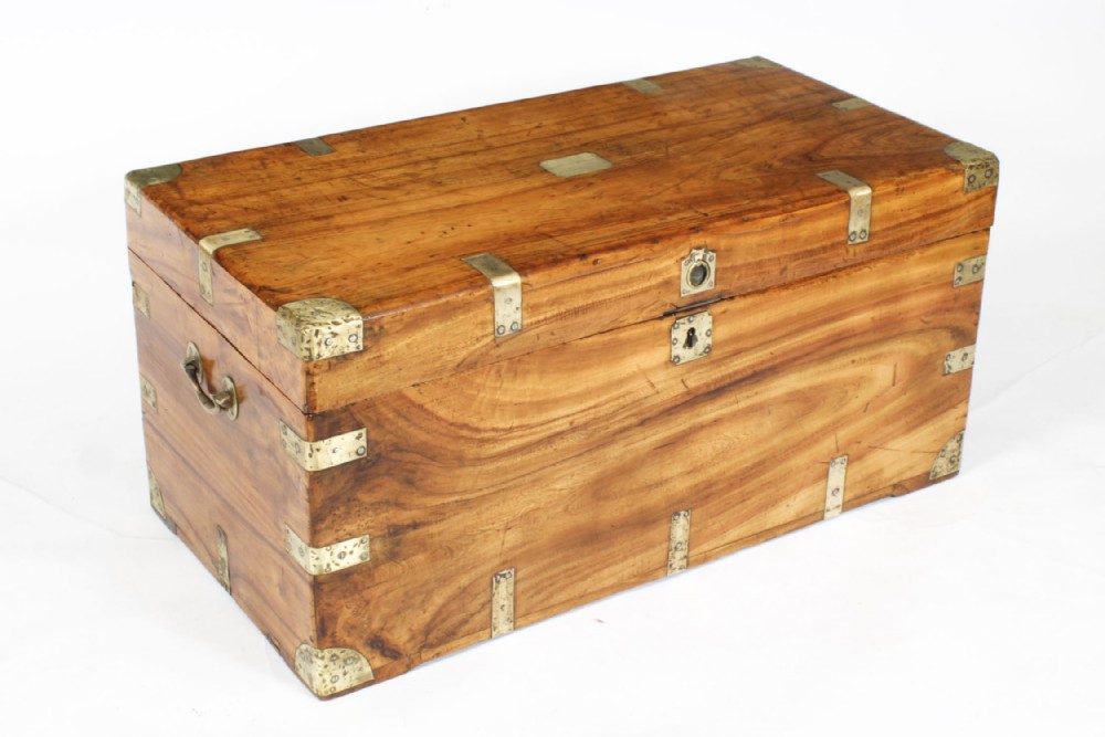 Antique Military Campaign Camphorwood Trunk Coffer c1840 19th C