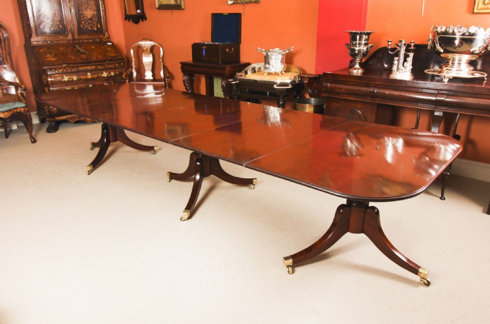 Antique 16ft Regency Mahogany Triple Pillar Dining Table c1780 18th C