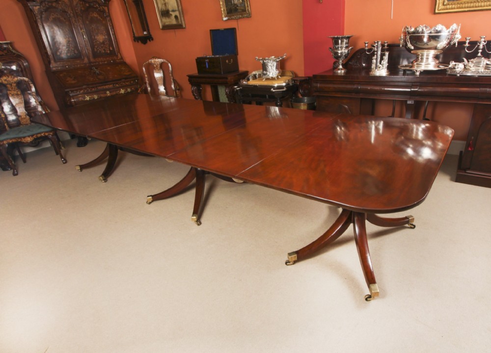 Antique 13ft George IV Regency Triple Pillar Dining Table C1830 19th C