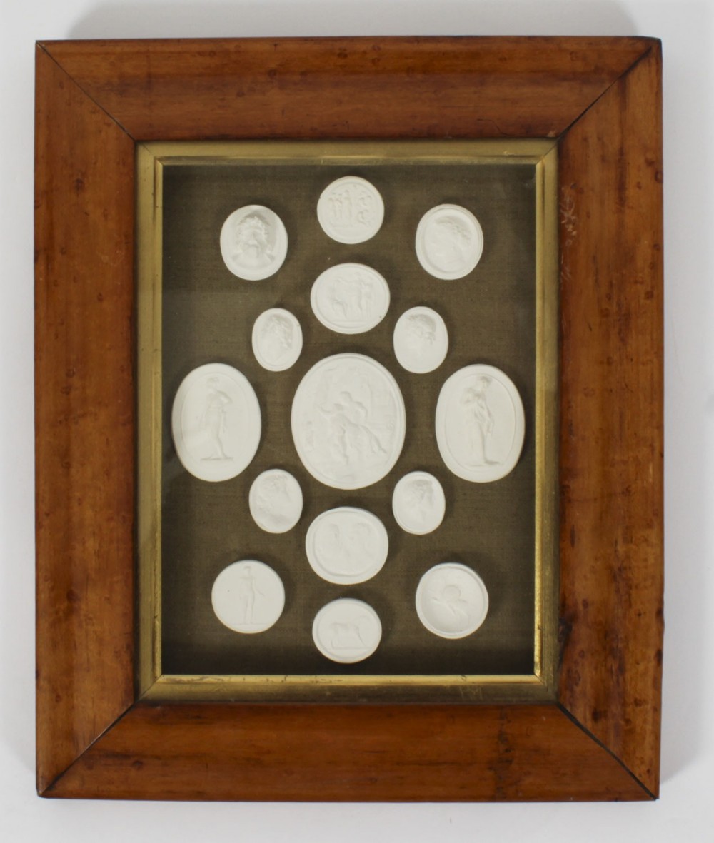Antique Set of Three Box Framed Grand Tour Intaglios 19th C