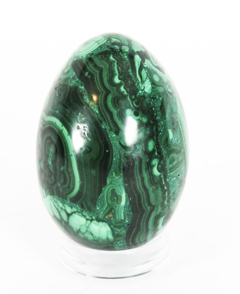 Antique Large Polished Malachite Egg Circa Circa 1900