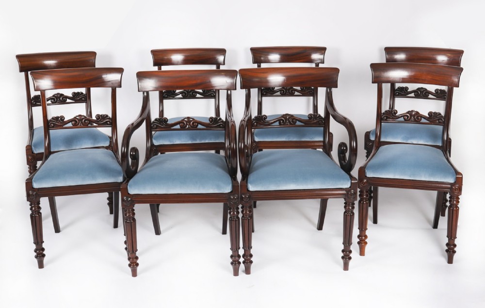 Antique Set 8 English William IV Barback Dining Chairs Circa 1830 19th C