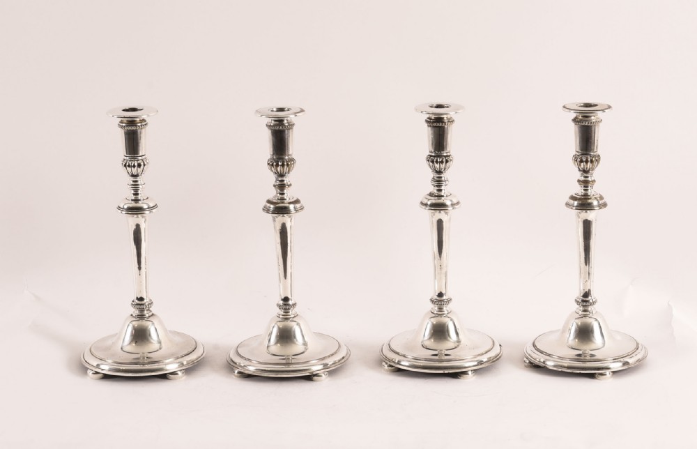 Antique Set 4 Silver Plated Candlesticks by Gibbons of Wolverhampton C1900