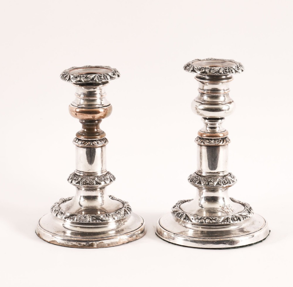 Antique Pair George IV Old Sheffield Telescopic Candlesticks C1825 19th C