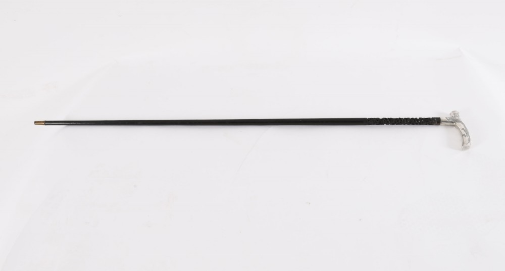 Antique Chinese Silver Dragon Walking Stick Cane C1880 91cms 36inches