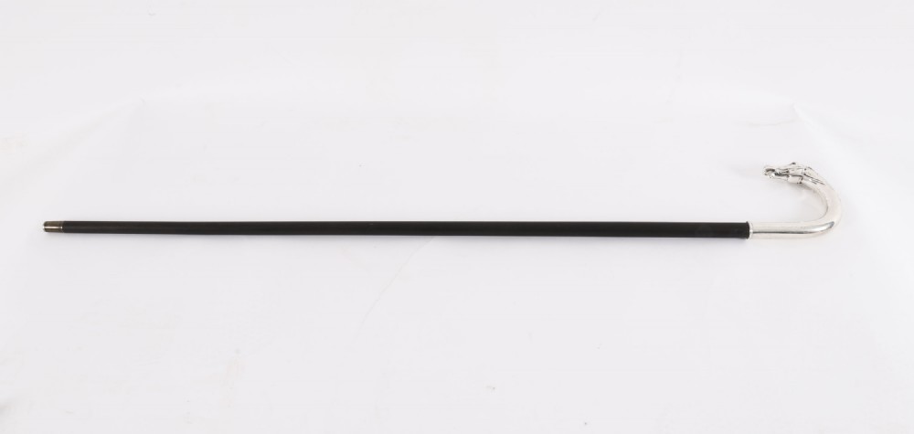 Antique French Silver Horse Head Walking Cane Stick 19thC 90cm 35.5inches
