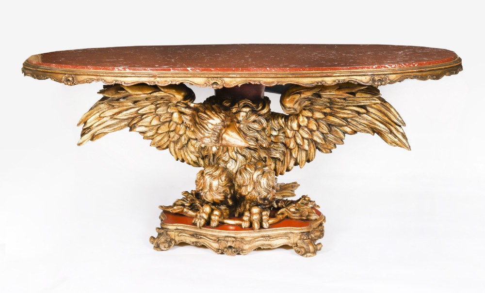 Antique George II Revival Rouge Marble Topped Eagle Centre Table 20th C