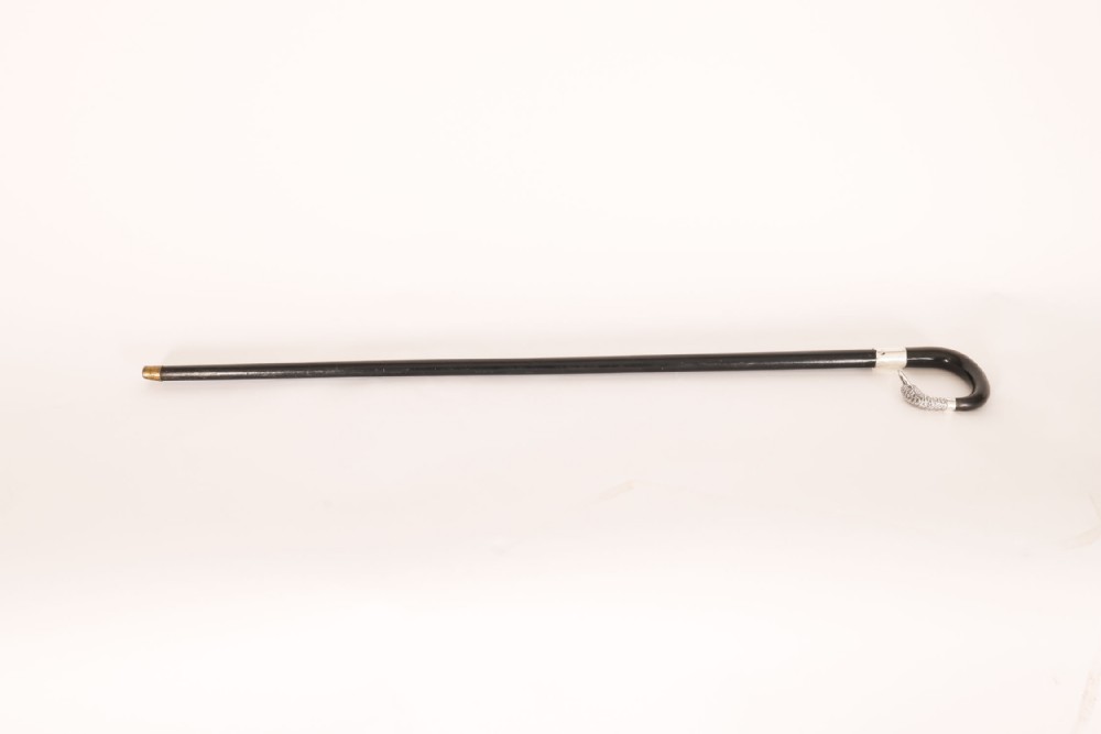 Antique Walking Stick Cane Sterling Silver Duck Head Dated 1924 86cm/34 inch