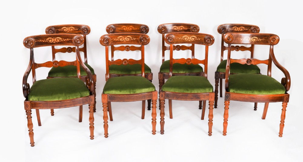 Antique Set 8 English William IV Barback Dining Chairs Circa 1830 19th C