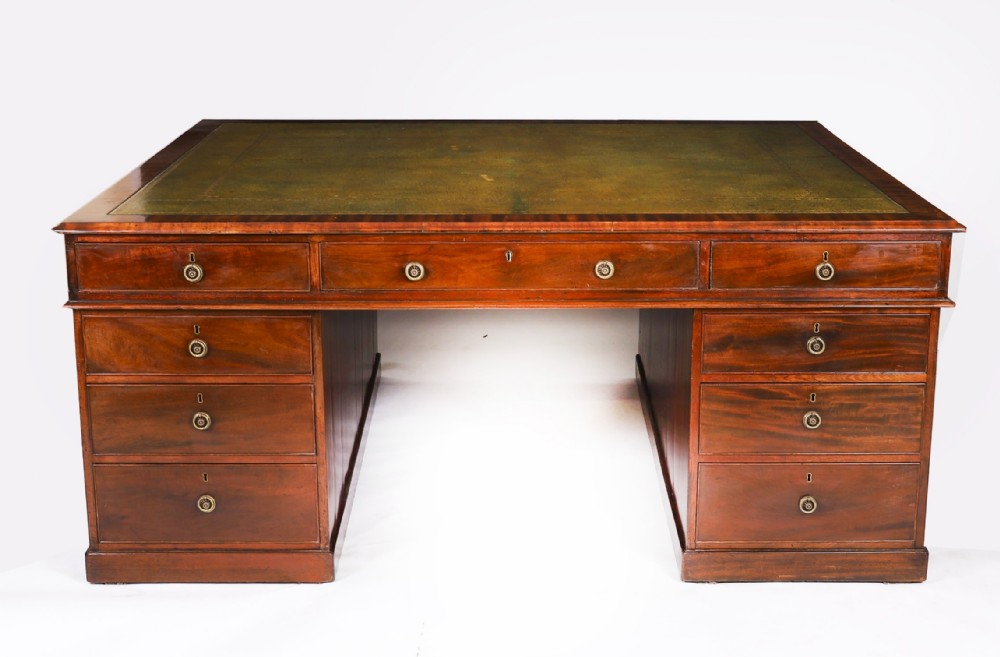 Antique George III Flame Mahogany Partners Pedestal Desk C1790 18th Century