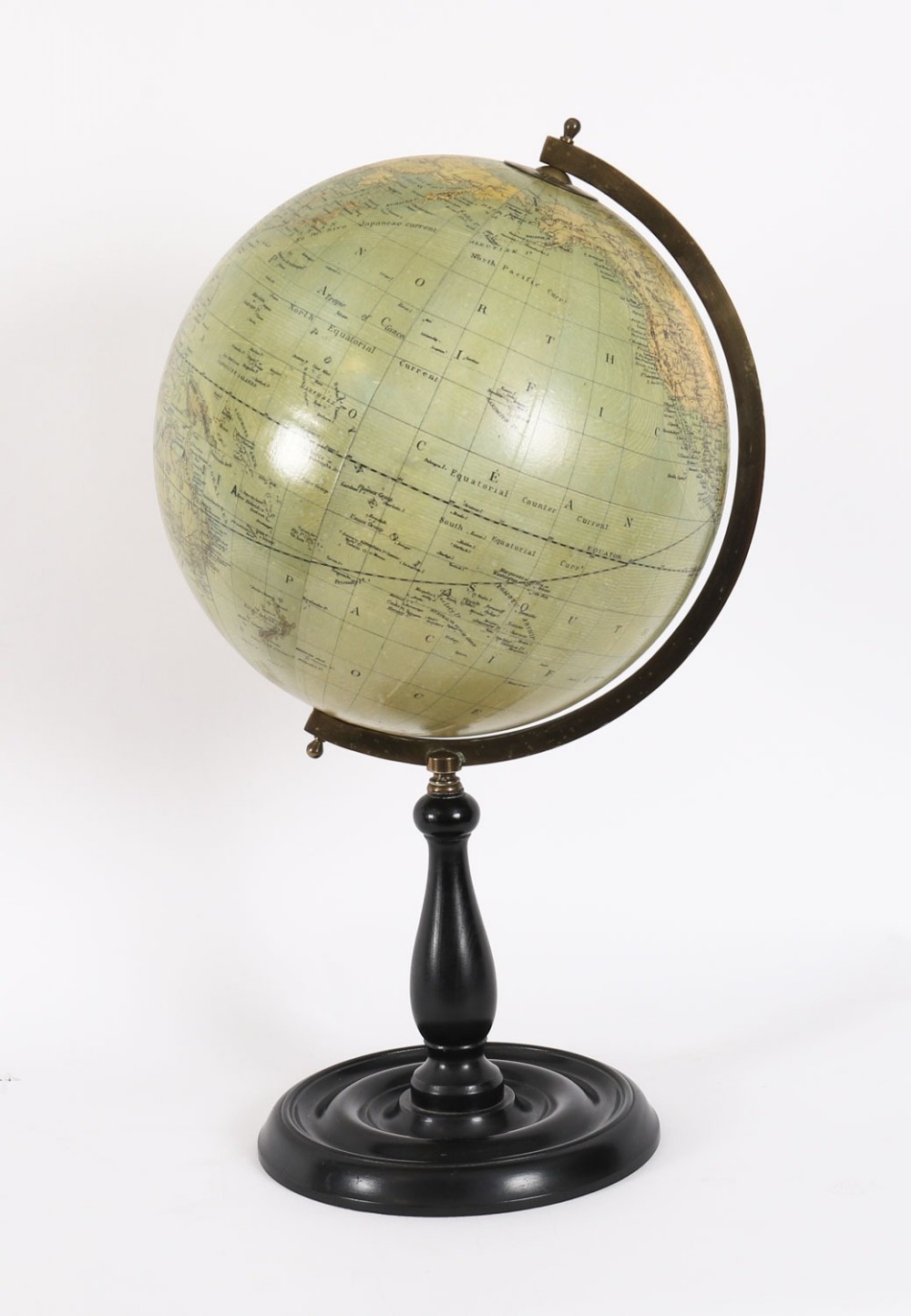 Antique Physical and Political Library Globe Merzbach & Falk Brussels Dated 1881