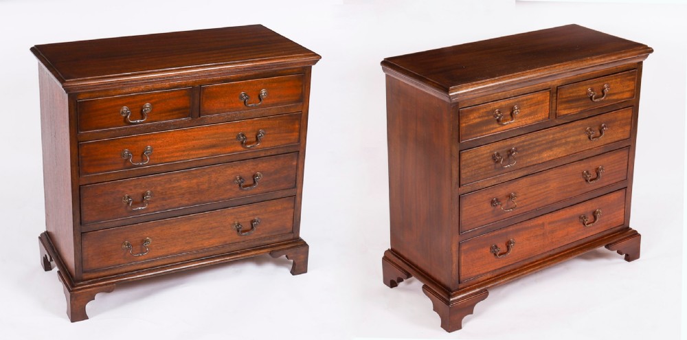 Antique Pair of Flame Mahogany Bedside Chests Cabinets Early 20th Century