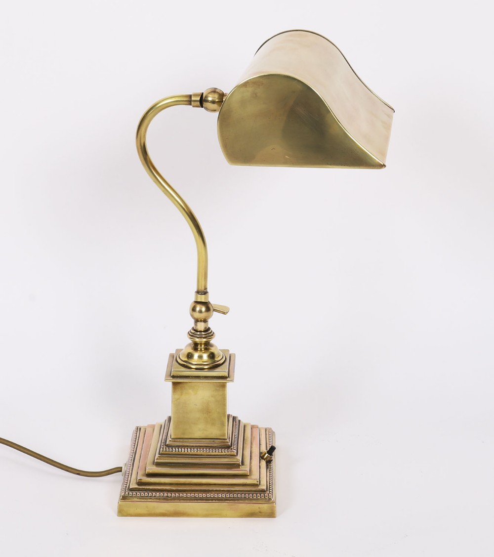 Antique Art Deco Articulated Brass Bankers Lamp Desk Lamp 20th C