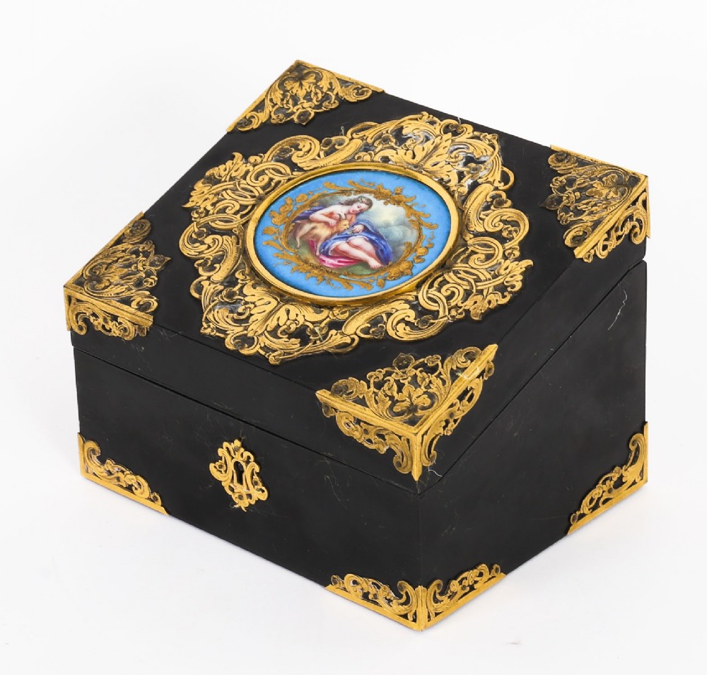 Antique Victorian Sevres & Ormolu Mounted Jewellery Casket 19th C