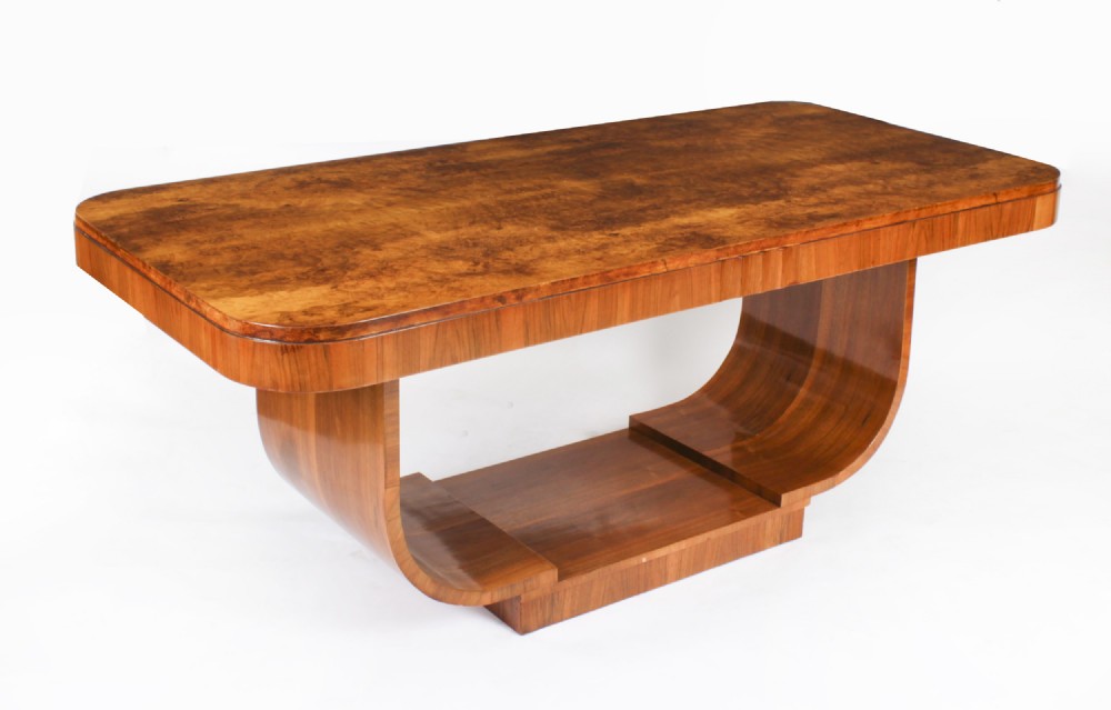 Antique Art Deco Epstein Burr Walnut Dining Table C1930