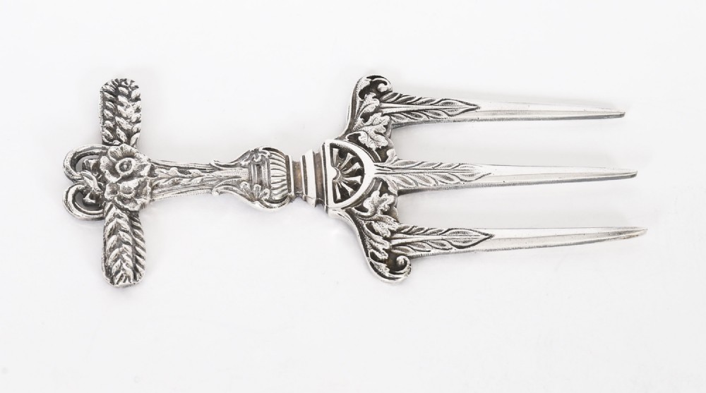 Antique Victorian Silver Plate Bread Fork Circa 1870