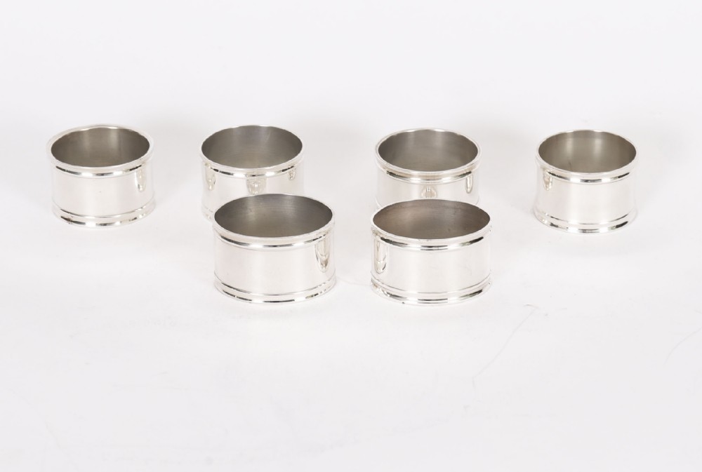Antique Set of 6 Victorian Silver Plate Napkin Rings Late 19th C