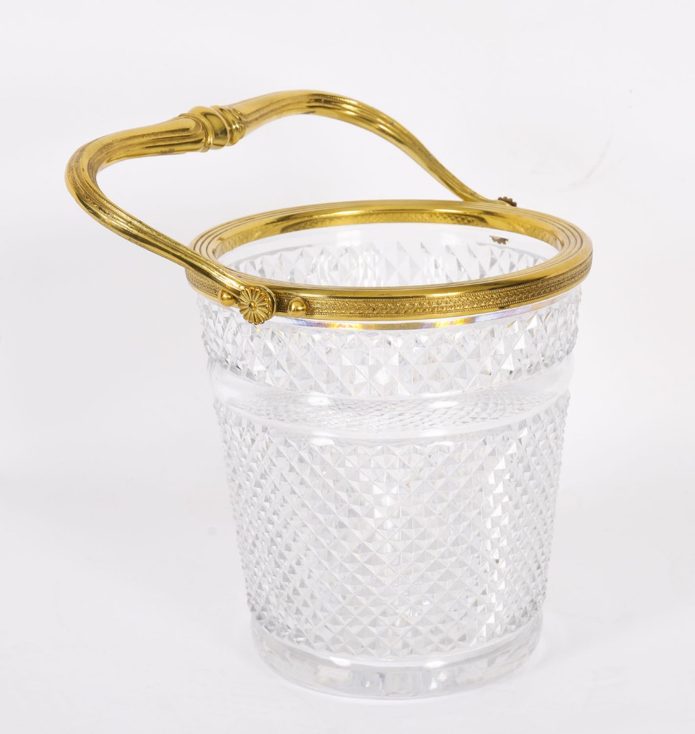 Antique French Ormolu & Cut Crystal Wine Cooler Ice Bucket Circa 1900