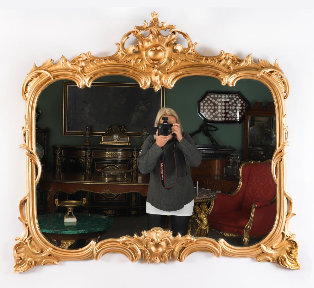 Antique George III Revival Giltwood Mirror 19th Century 100x102cm View VI