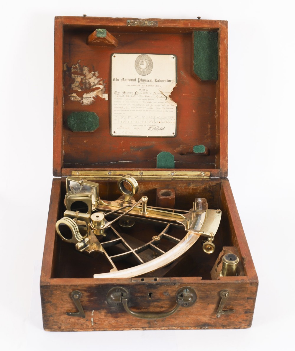 Antique Heath & Co lacquered brass vernier sextant 19th Century