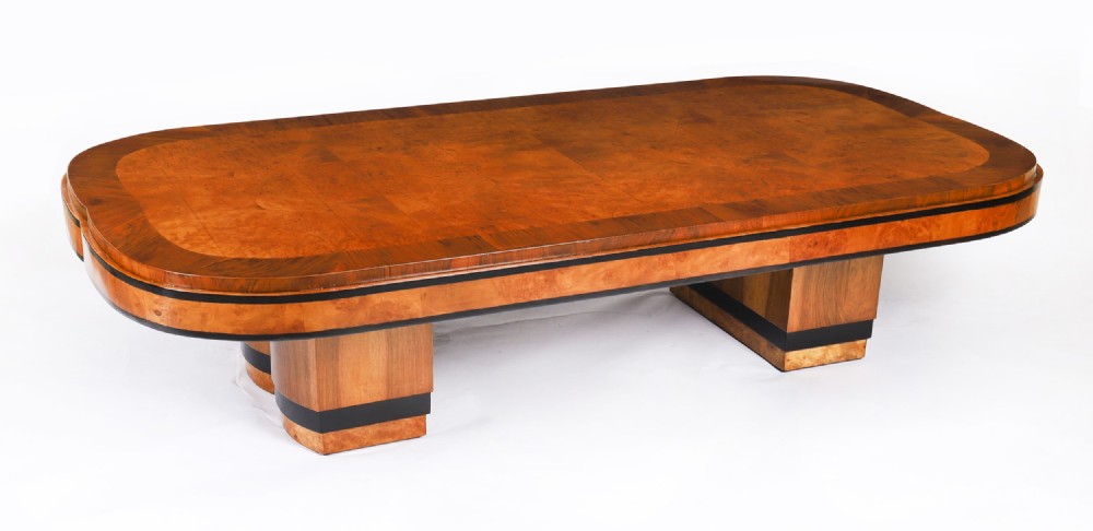 Antique Art Deco Burr Walnut Coffee Table Circa 1920