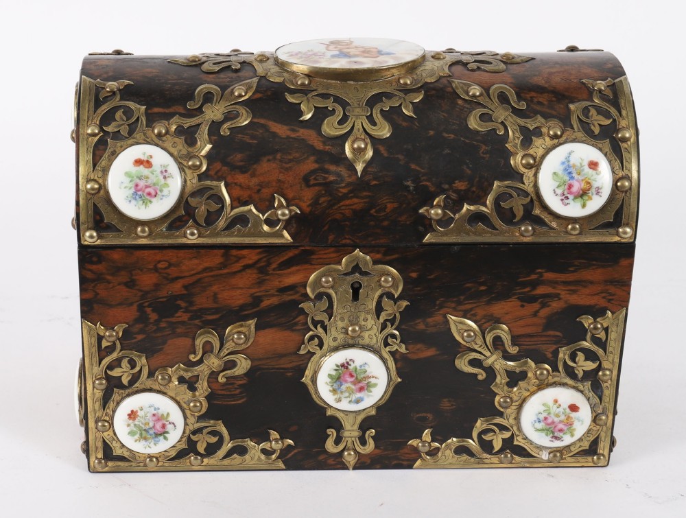 Antique Coromandel and Brass Stationary Casket Howell James & Co.19th Century