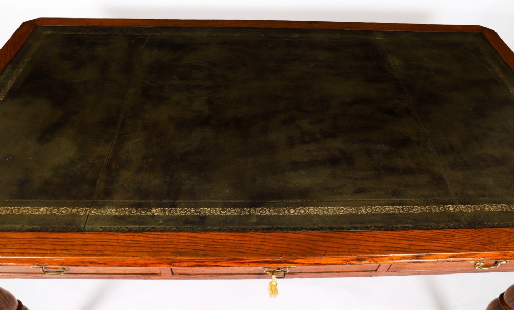 Antique Victorian 6 Drawer Oak Partners Writing Table C1850 19th C View IV