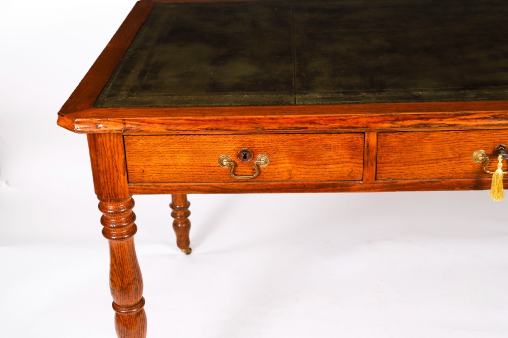 Antique Victorian 6 Drawer Oak Partners Writing Table C1850 19th C View V