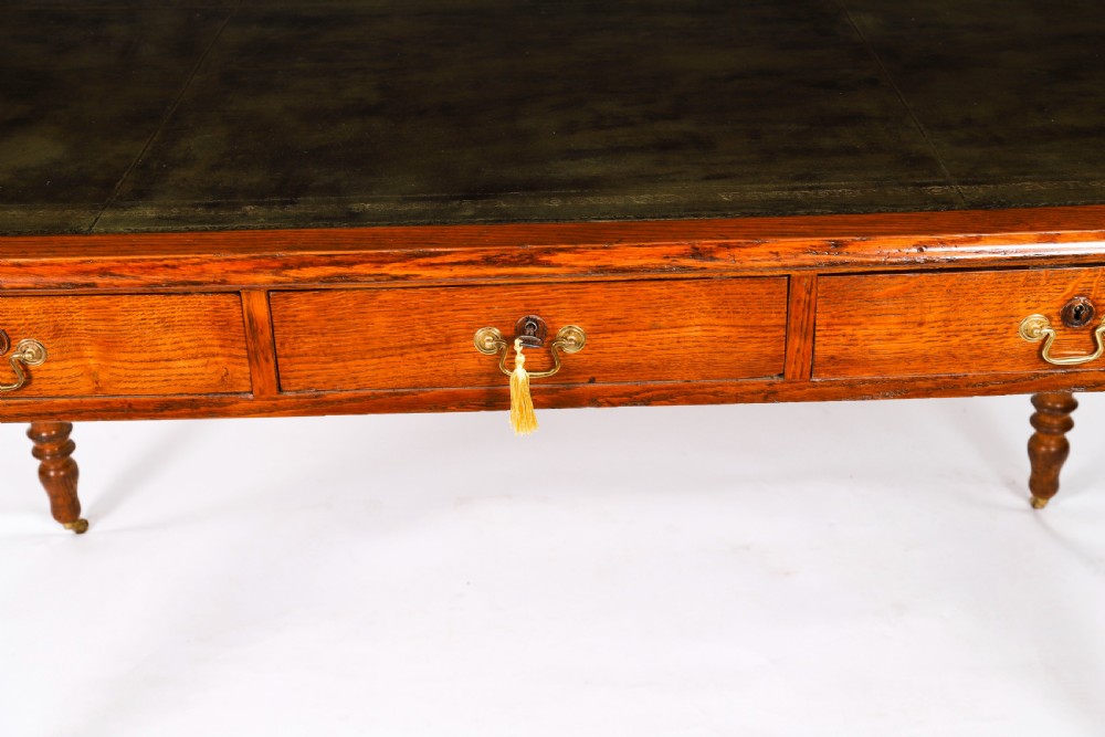 Antique Victorian 6 Drawer Oak Partners Writing Table C1850 19th C View VI