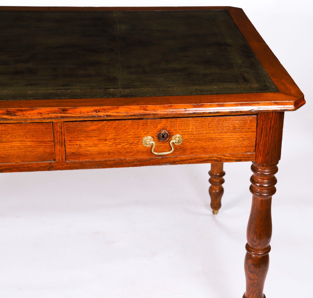 Antique Victorian 6 Drawer Oak Partners Writing Table C1850 19th C View VII
