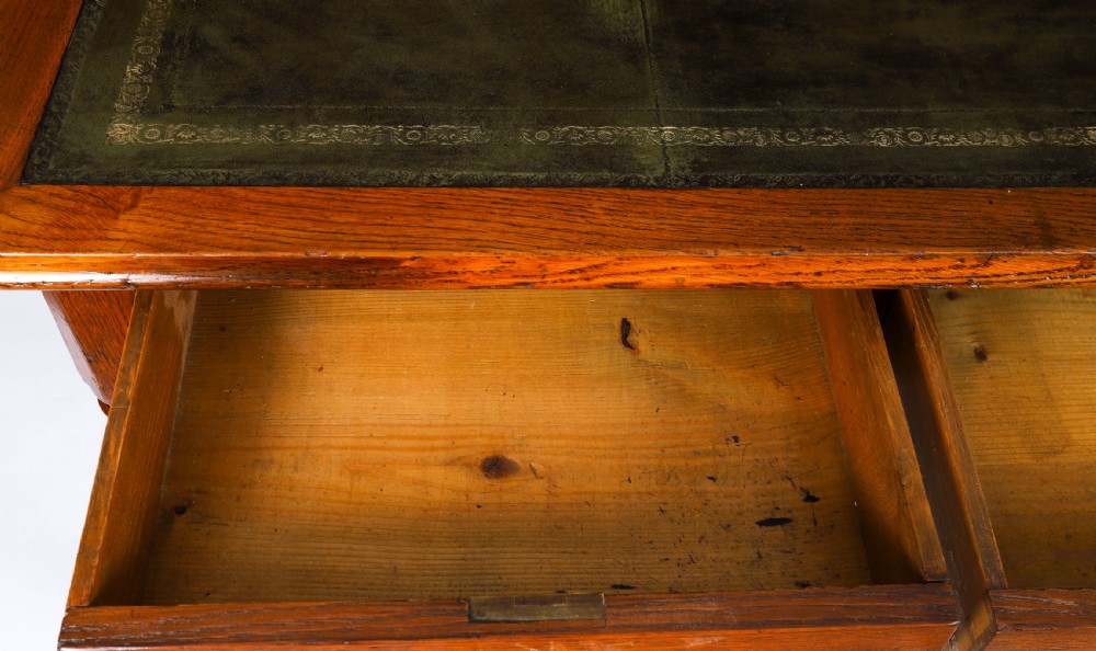 Antique Victorian 6 Drawer Oak Partners Writing Table C1850 19th C View XII